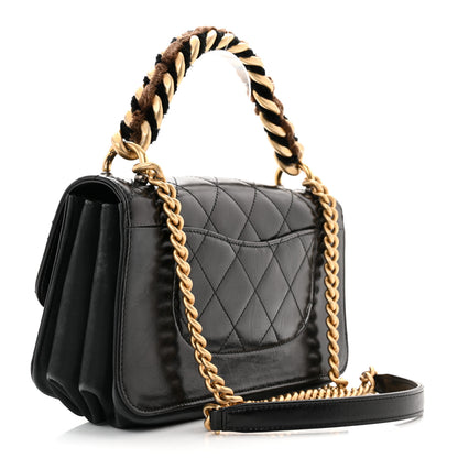 Chanel Glazed Calfskin Quilted Small Straight Lined Flap Black 3 of 11