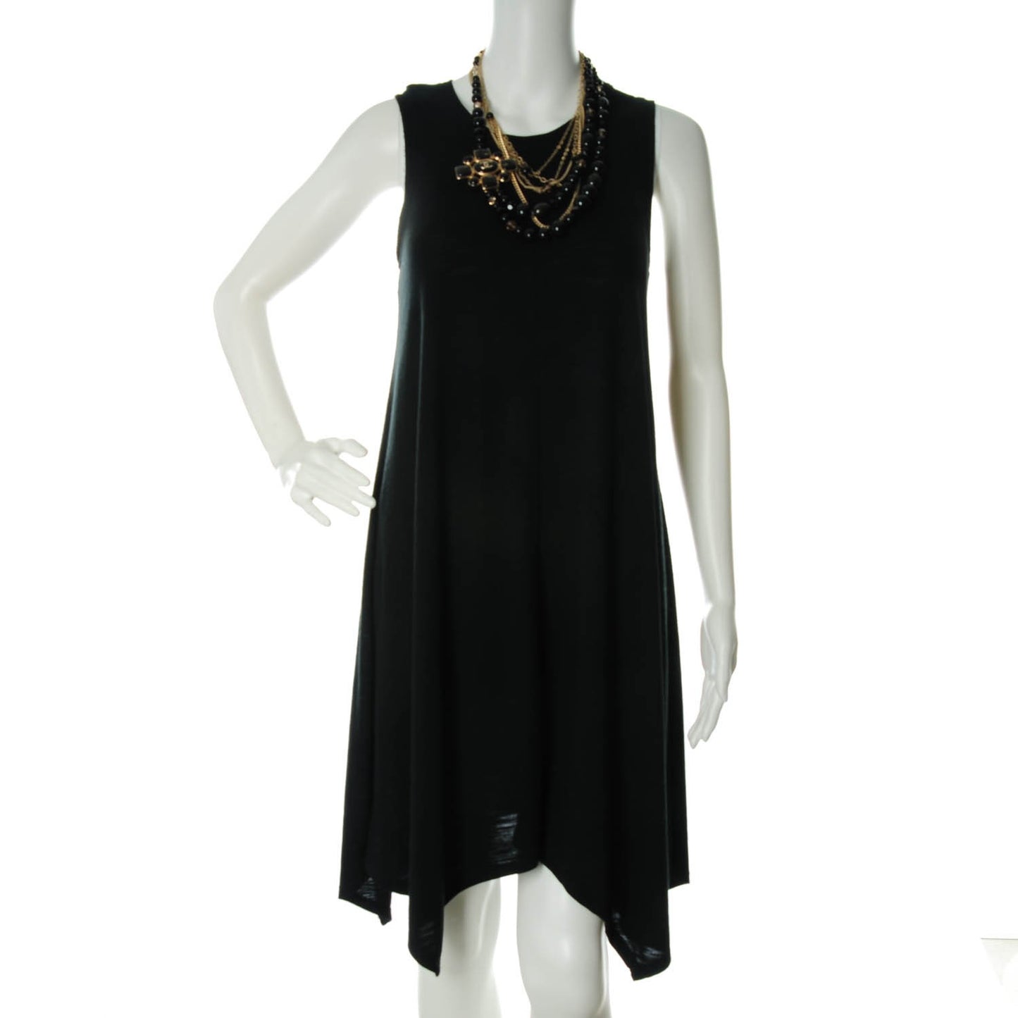 Gripoix Beaded CC Medallion Necklace Gold Black
