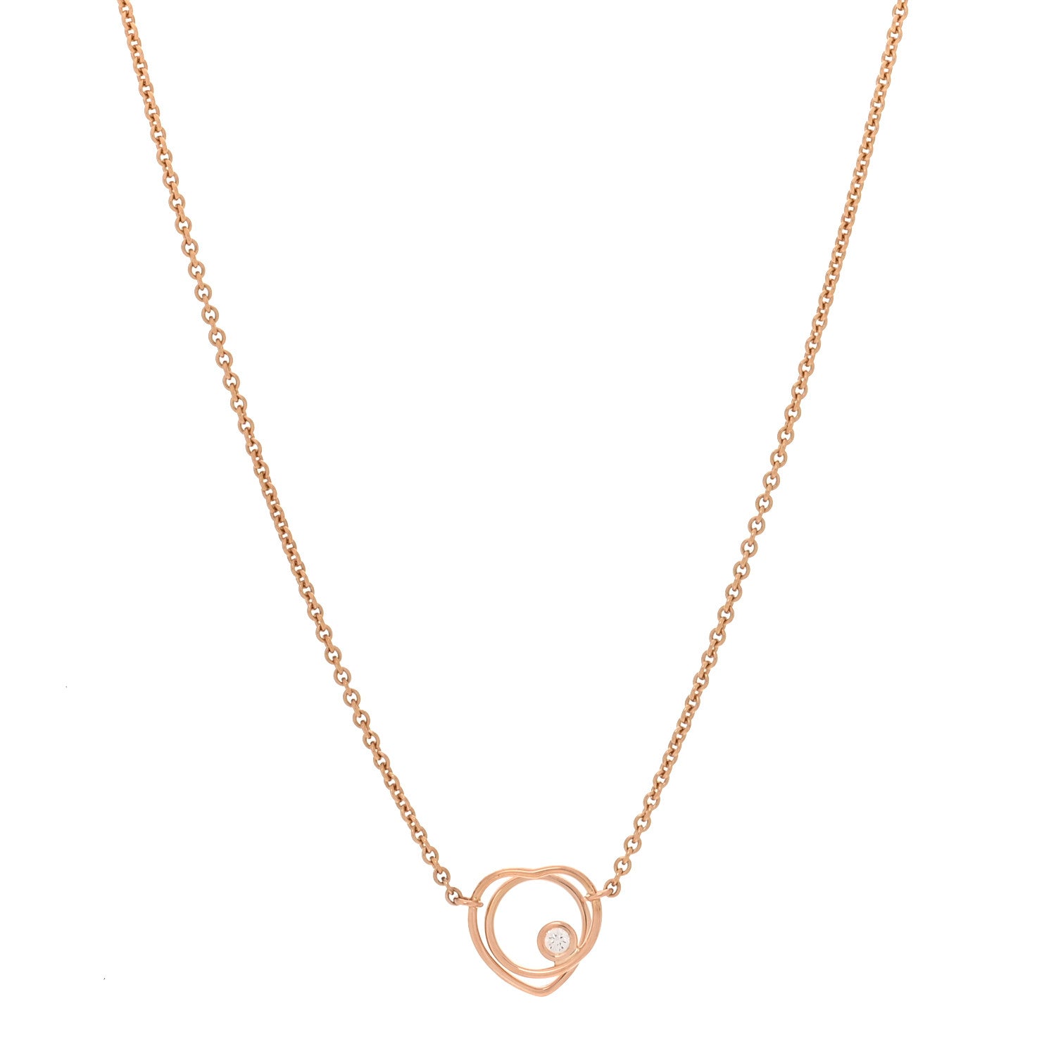 Hermes 18K Rose Gold Diamond TPM Vertige Coeur Necklace 1 of 4