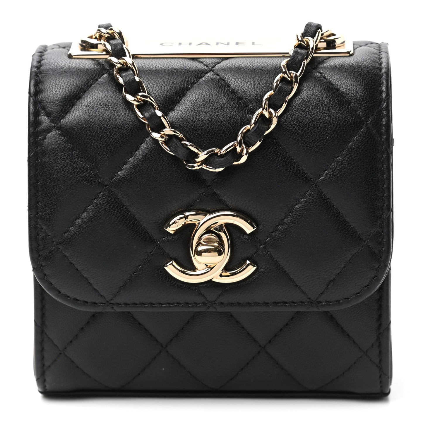 Lambskin Quilted Mini Trendy CC Chain Wallet Black
