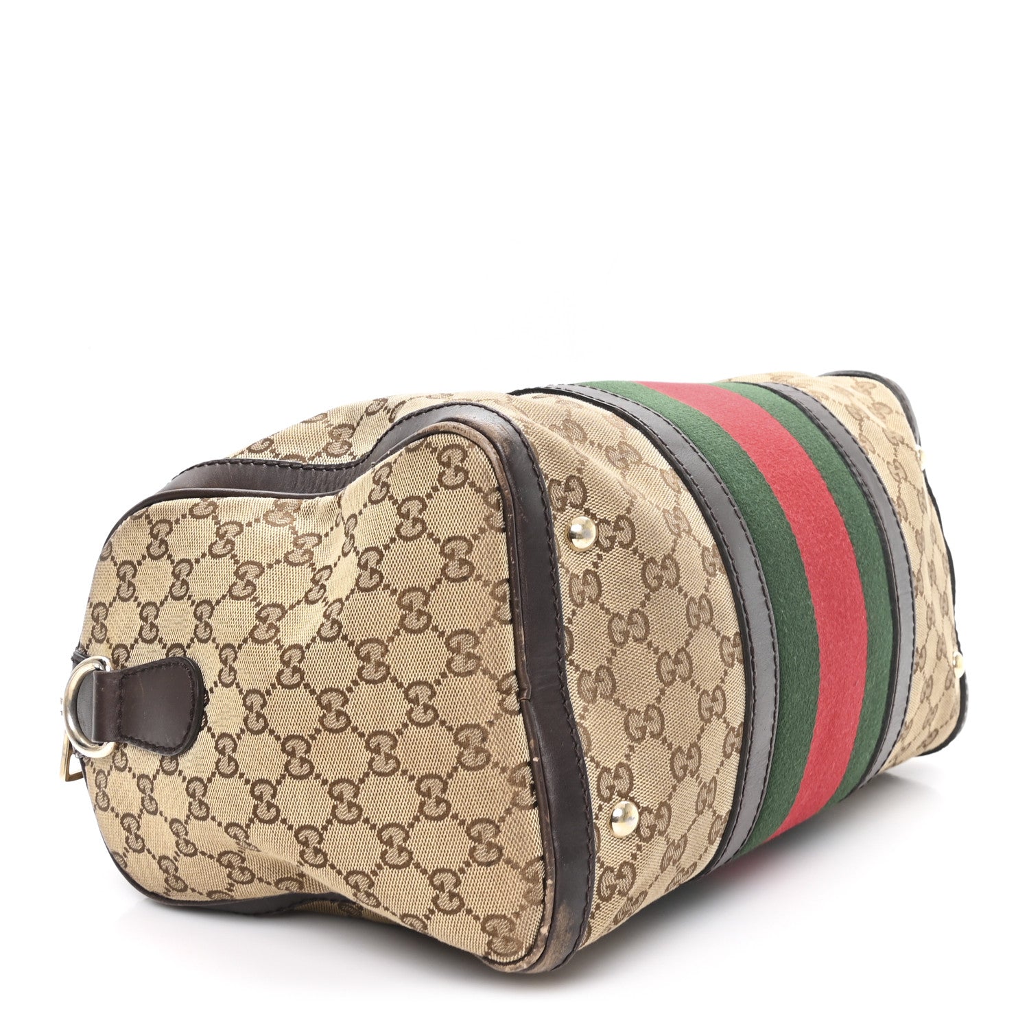 Gucci Monogram Vintage Web Medium Boston Dark Brown 4 of 12