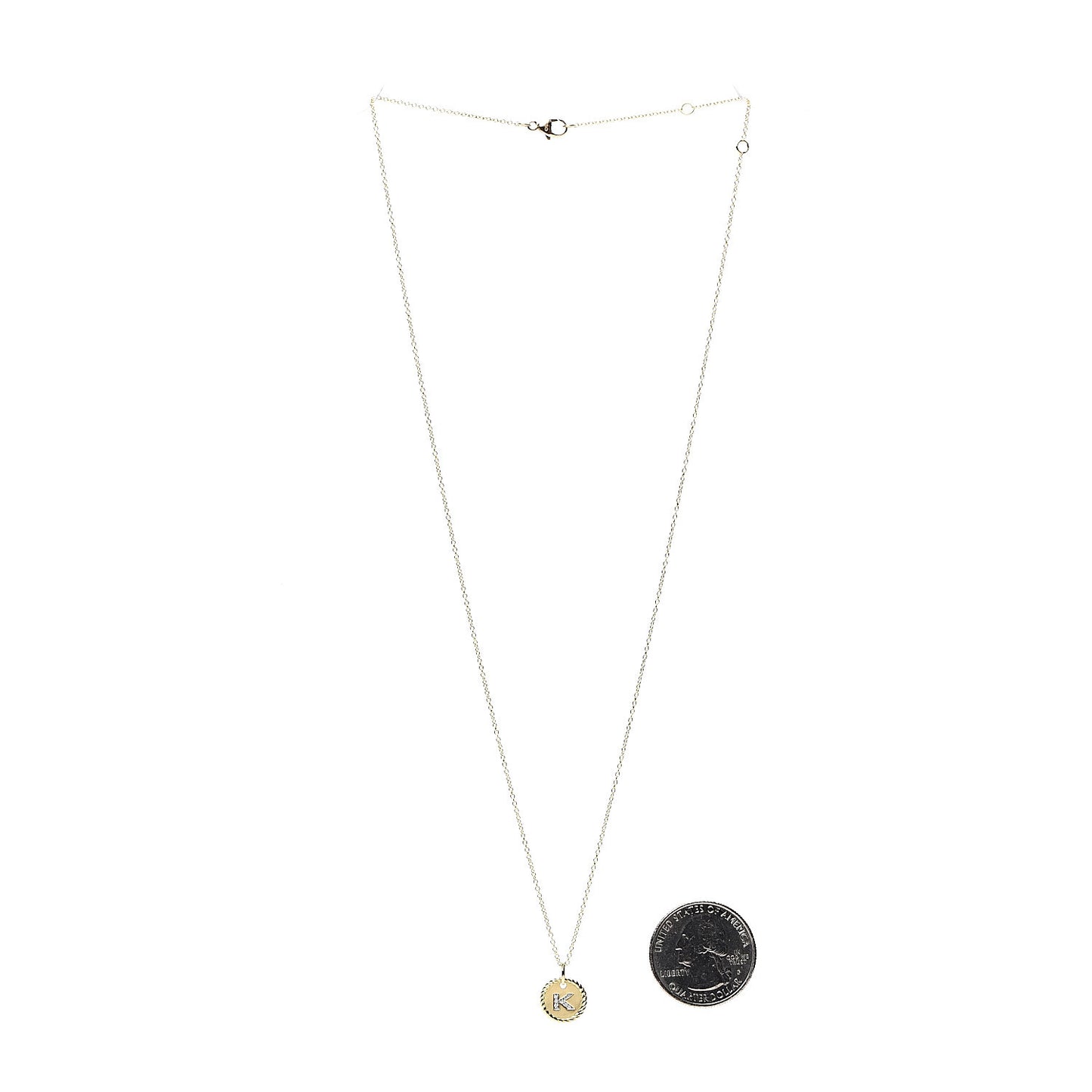 18K Yellow Gold Diamond Initial K Charm Pendant Necklace