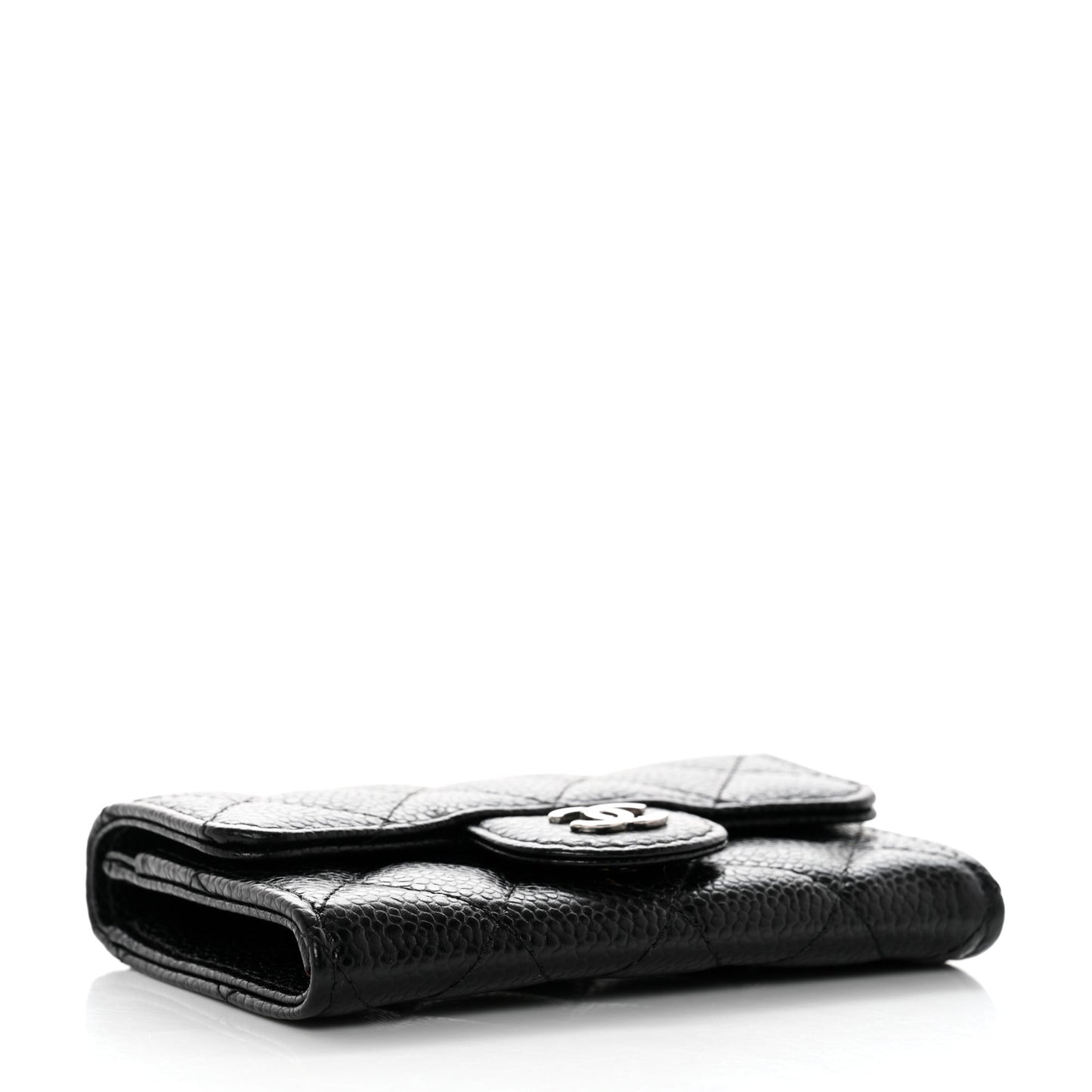 Caviar Quilted Flap Card Holder Black