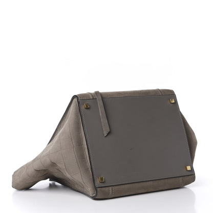 Celine Crocodile Embossed Nubuck Medium Phantom Luggage Grey 3 of 15