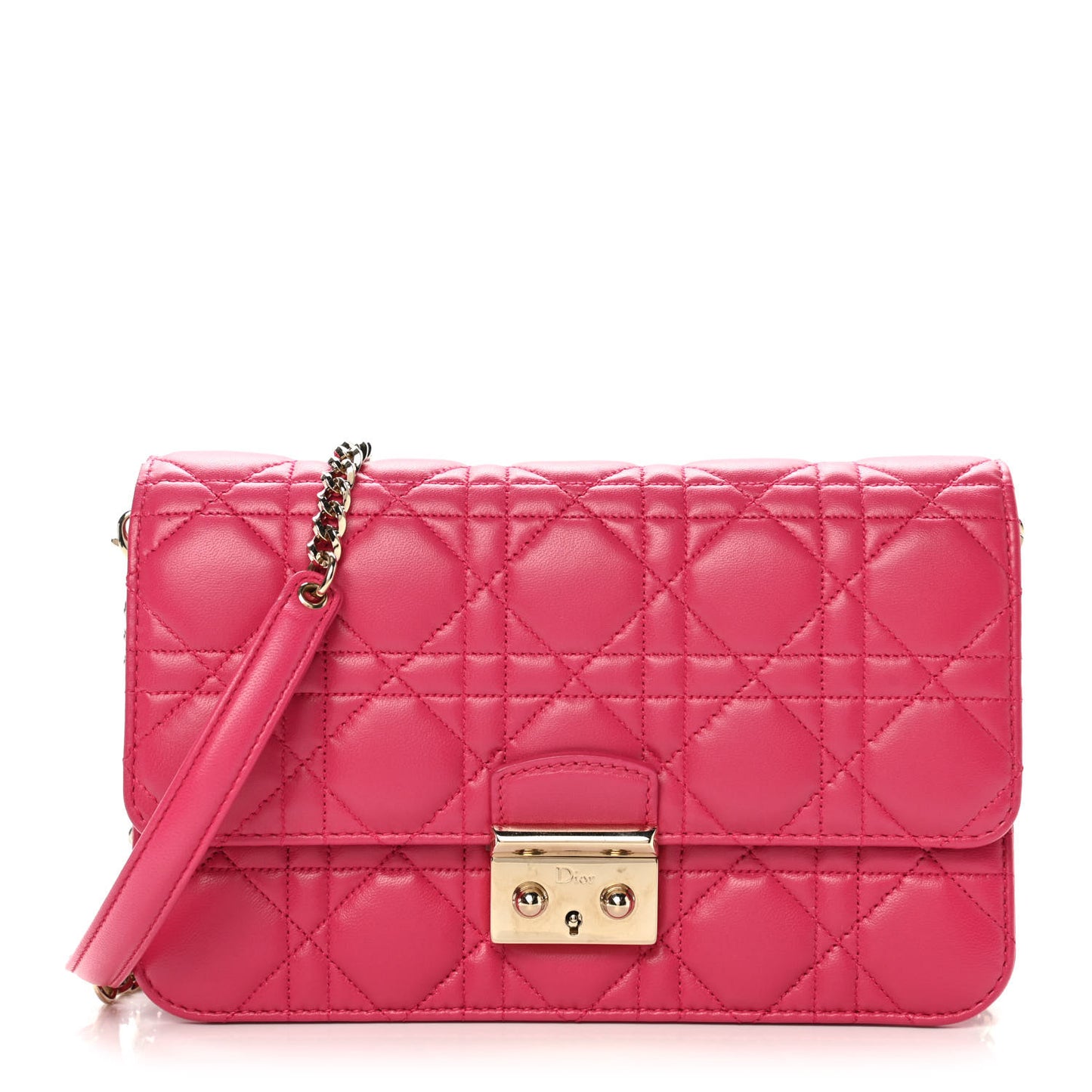 Lambskin Cannage Miss Dior Promenade Pouch Fuchsia
