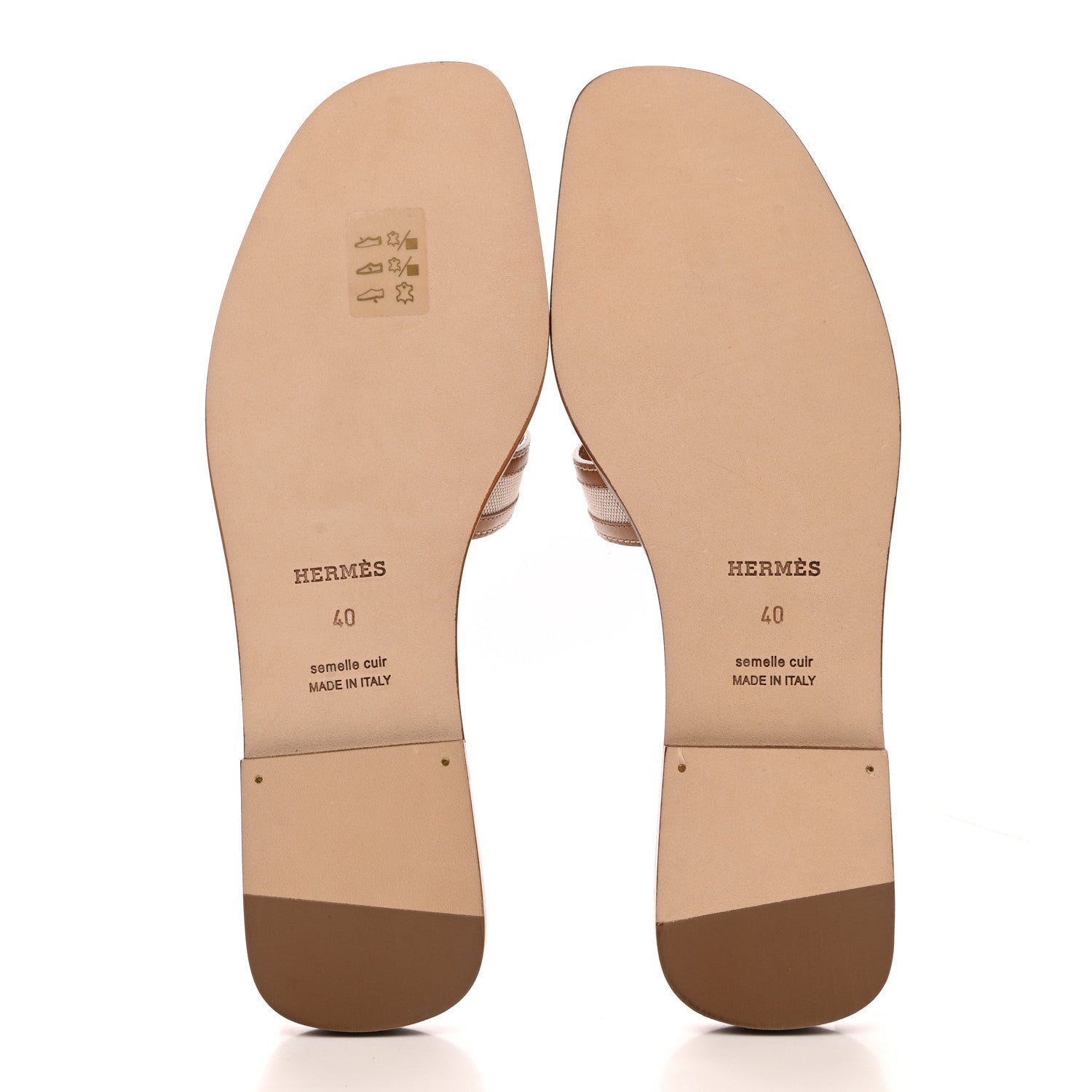 Hermes Calfskin Canvas Oran Sandals 40 Noisette Beige Dore 5 of 9