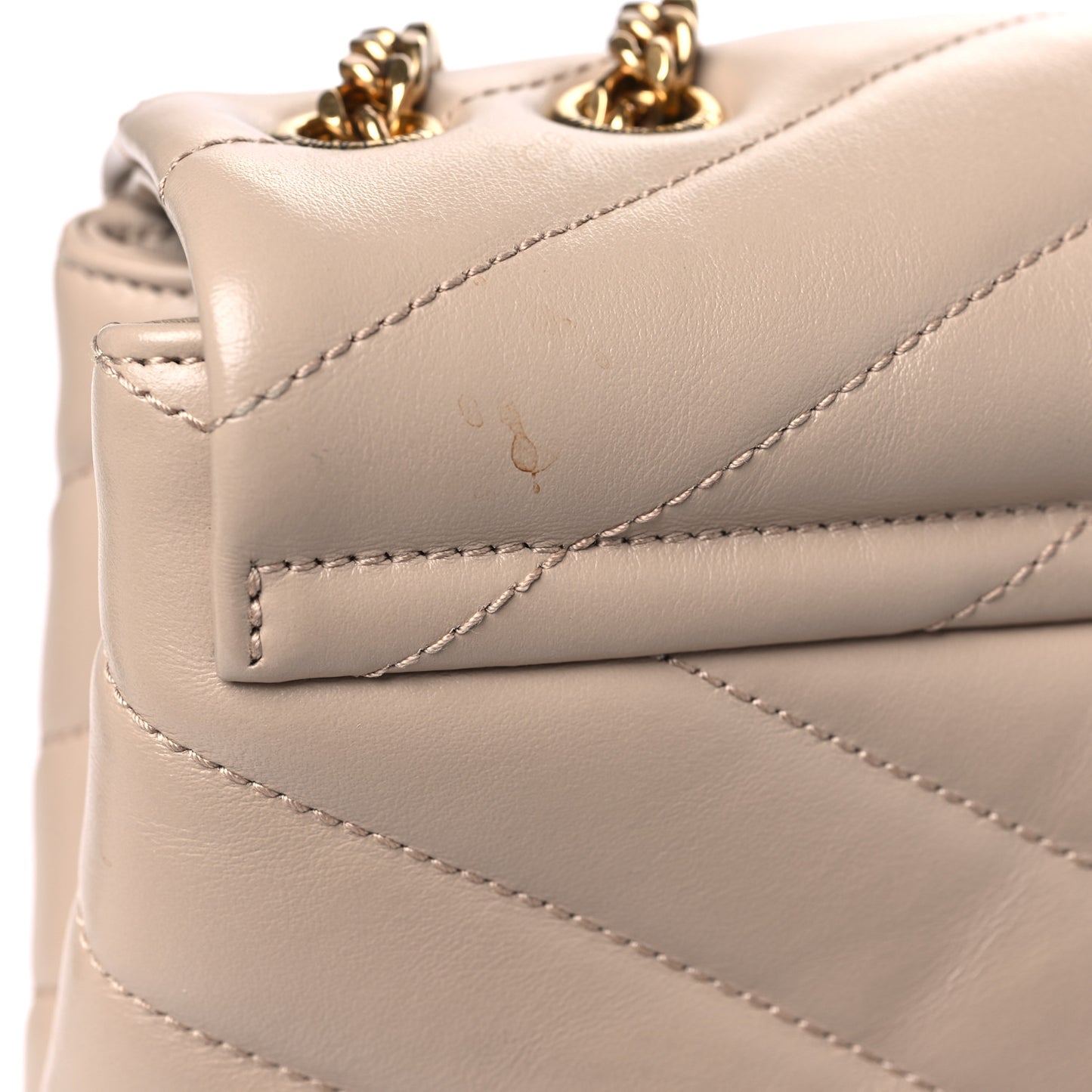 Calfskin Y Quilted Monogram Small Loulou Chain Satchel Dark Beige