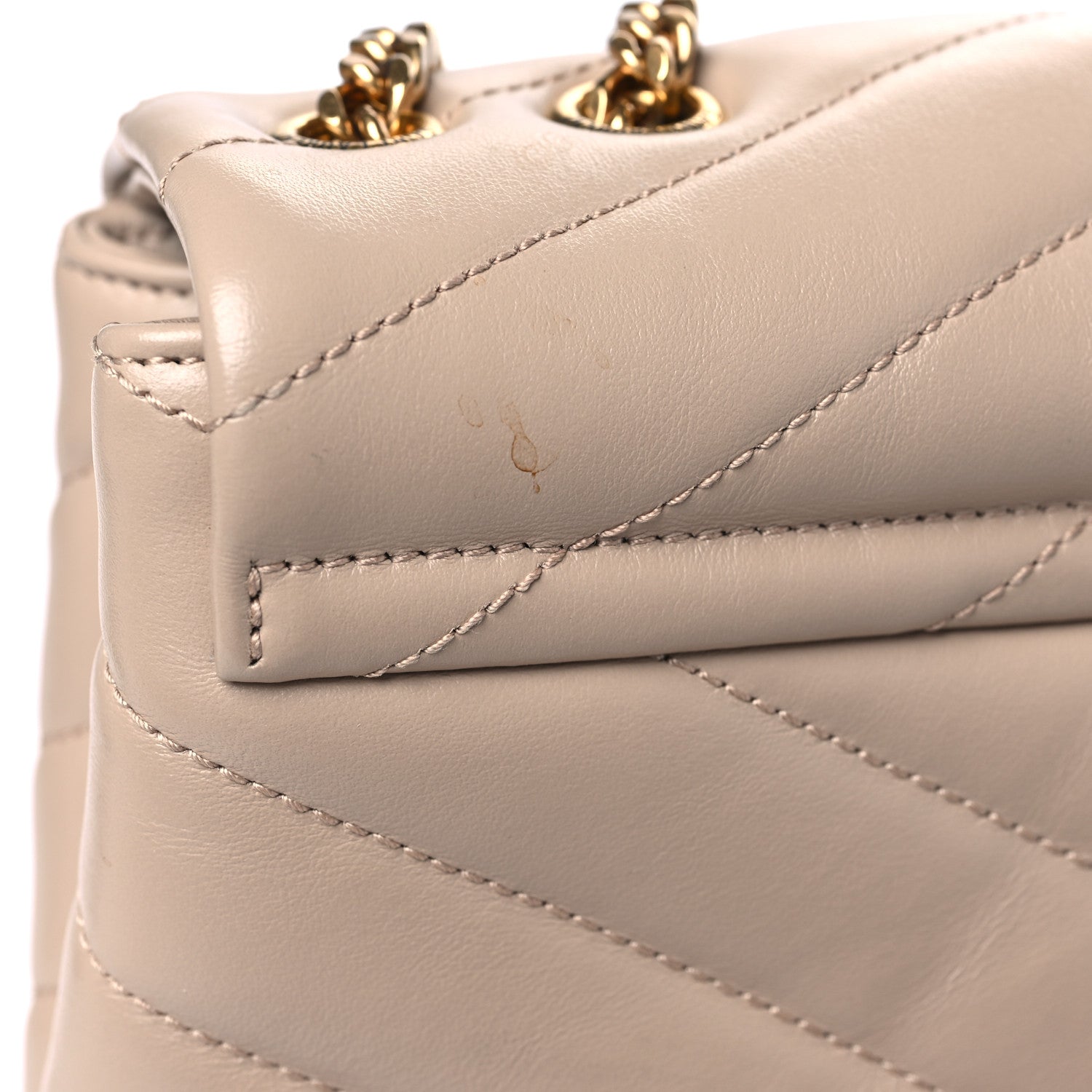 Saint Laurent Calfskin Y Quilted Monogram Small Loulou Chain Satchel Dark Beige 13 of 14