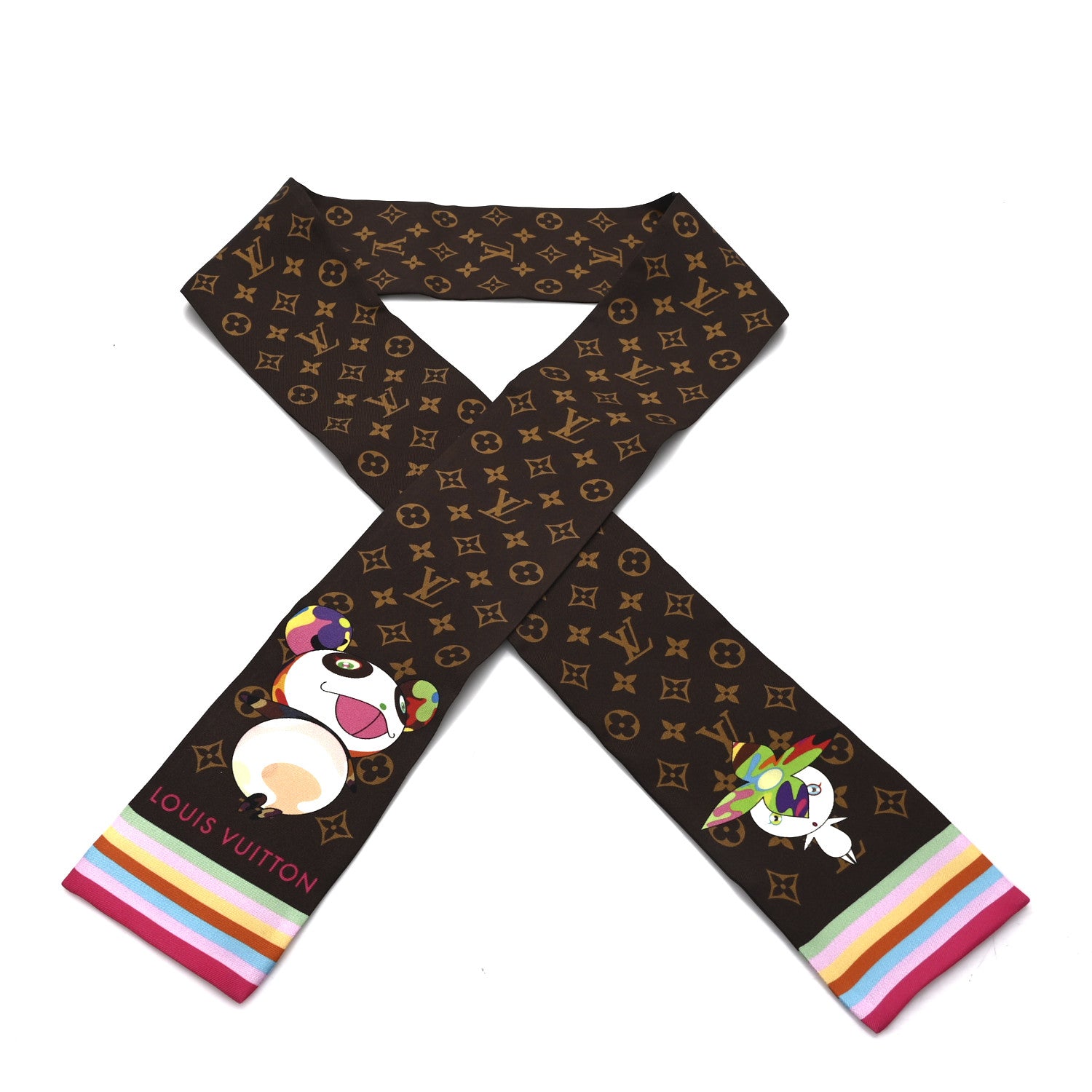 Louis Vuitton LV X TM Silk Monogram Superflat Character Bandeau Brown 1 of 3