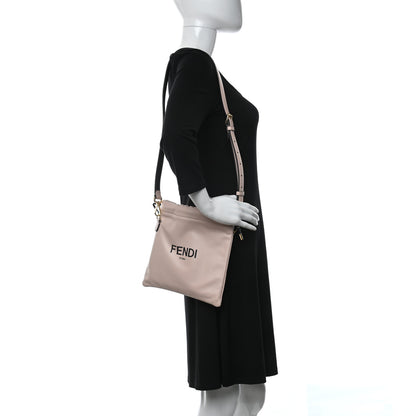 Fendi Soft Nappa Logo Small Drawstring Pouch Bag Rosa Quarzo Black 2 of 9