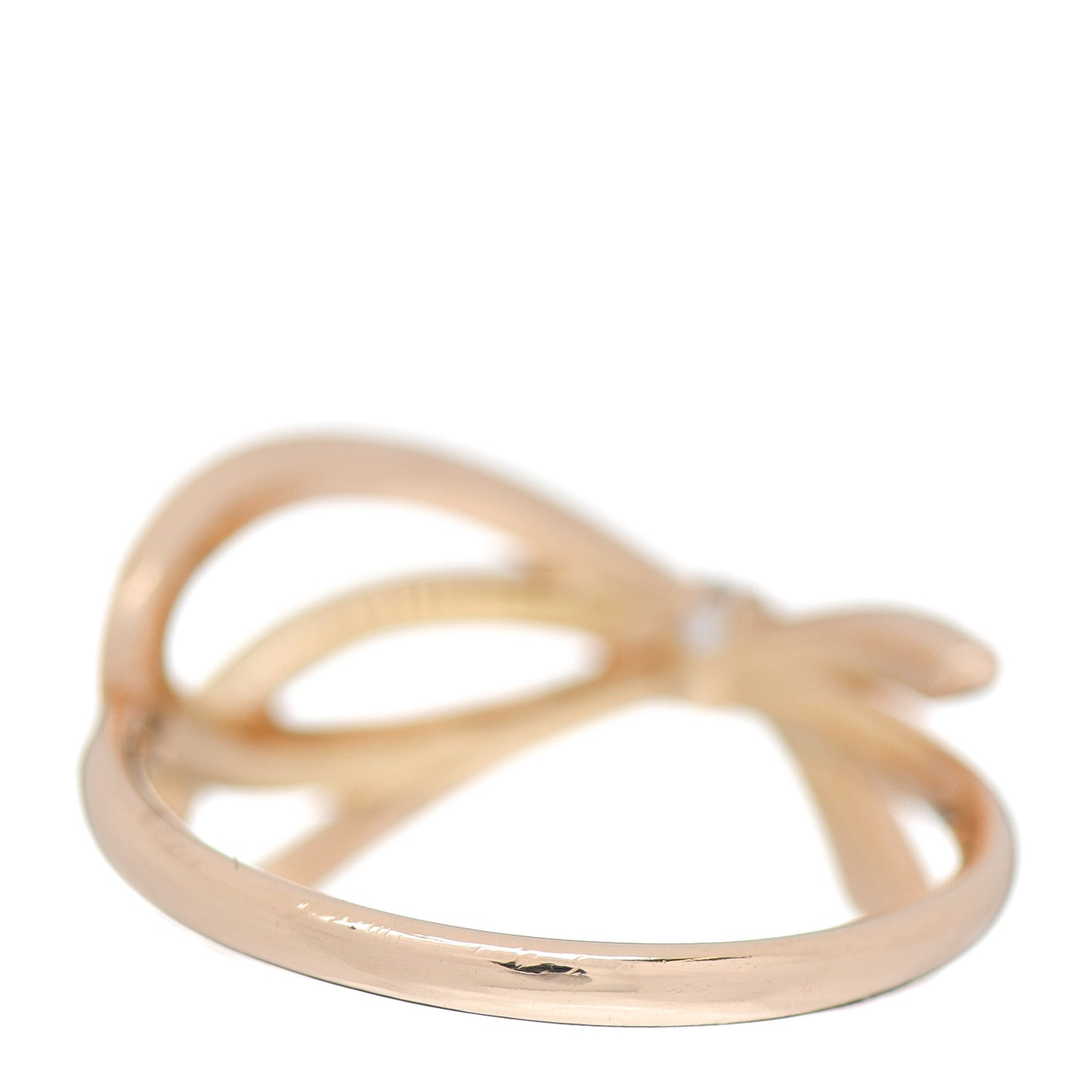 18K Rose Gold Diamond .40ct Bow Ring 54 6.75
