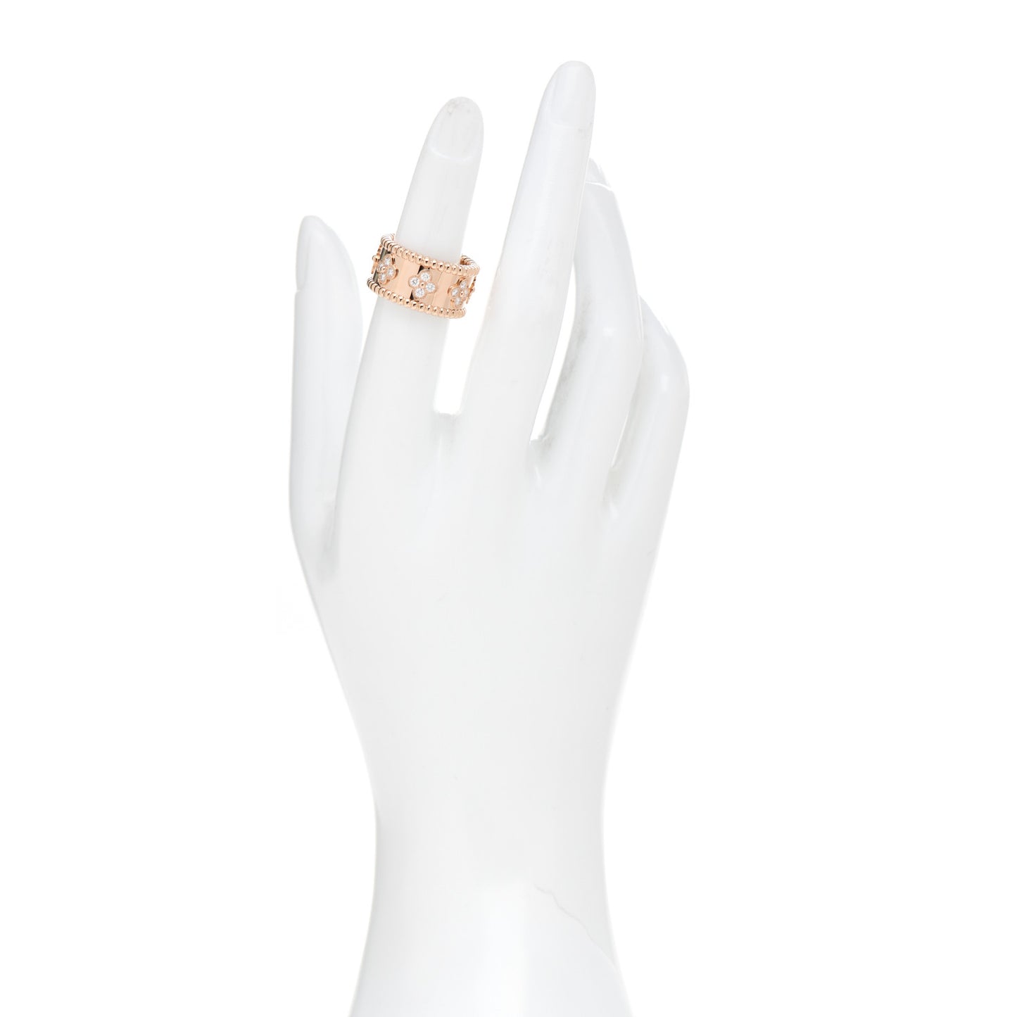18K Rose Gold Diamond Small Perlee Clovers Ring 50/5.25