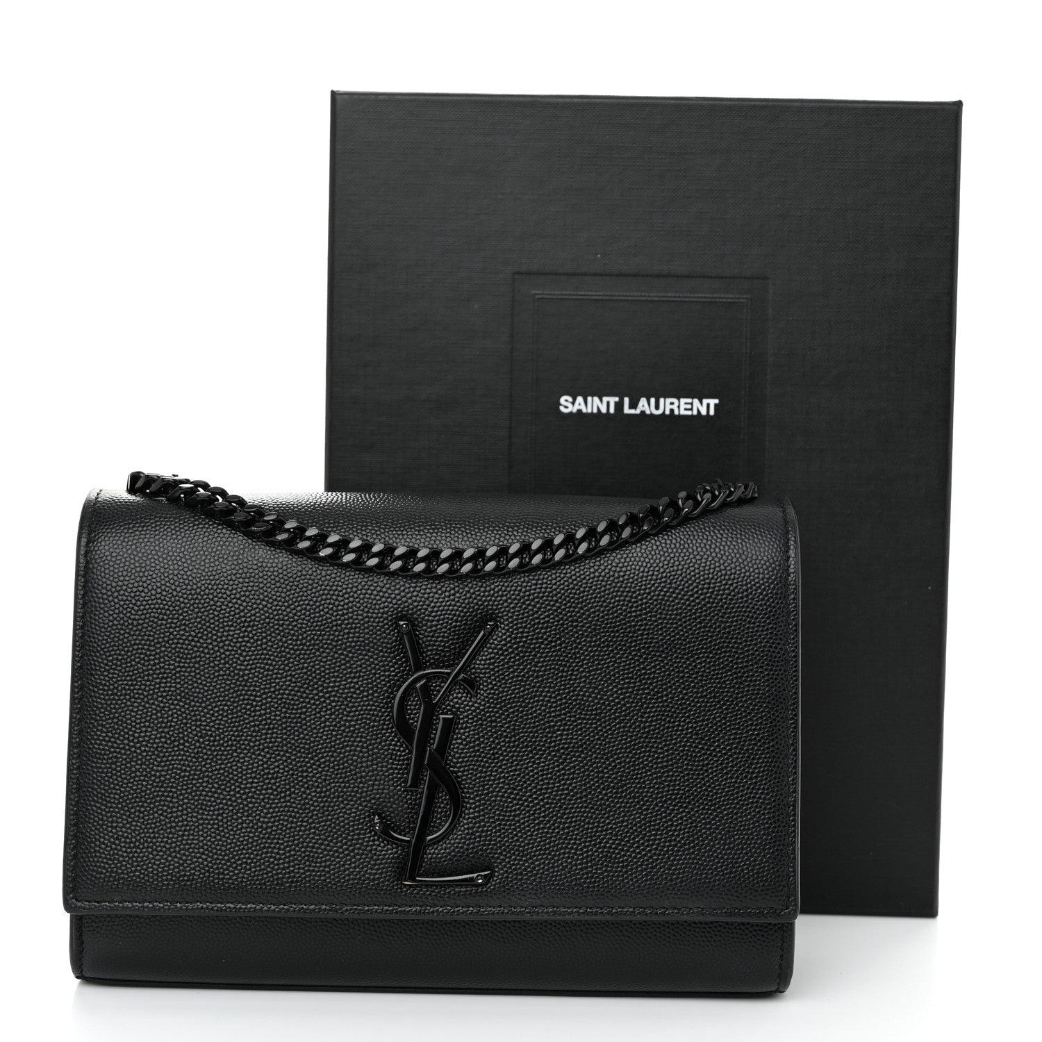 Saint Laurent Grain De Poudre Small Monogram Monochrome Kate Satchel Black 10 of 10