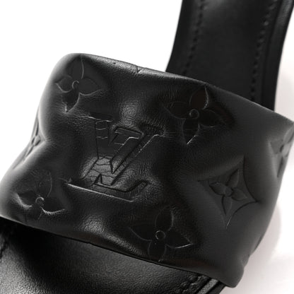 Louis Vuitton Lambskin Embossed Monogram Revival Mid Heel Mules 36 Black 10 of 10