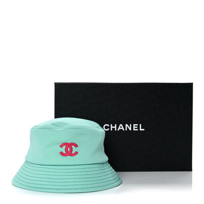 Chanel Cotton CC Cloche Bucket Hat S Turquoise Fuchsia 8 of 8