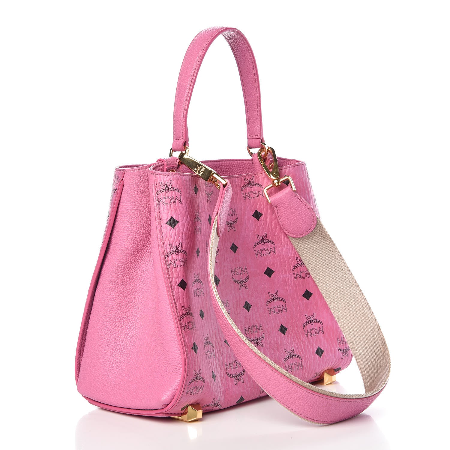 MCM Visetos Corina Shoulder Bag Pink 4 of 9