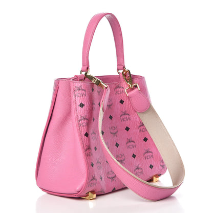 MCM Visetos Corina Shoulder Bag Pink 4 of 9