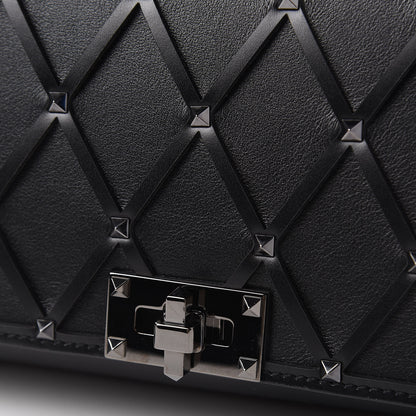 Valentino Garavani Smooth Calfskin Quilted Beehive Shoulder Bag Black 10 of 10