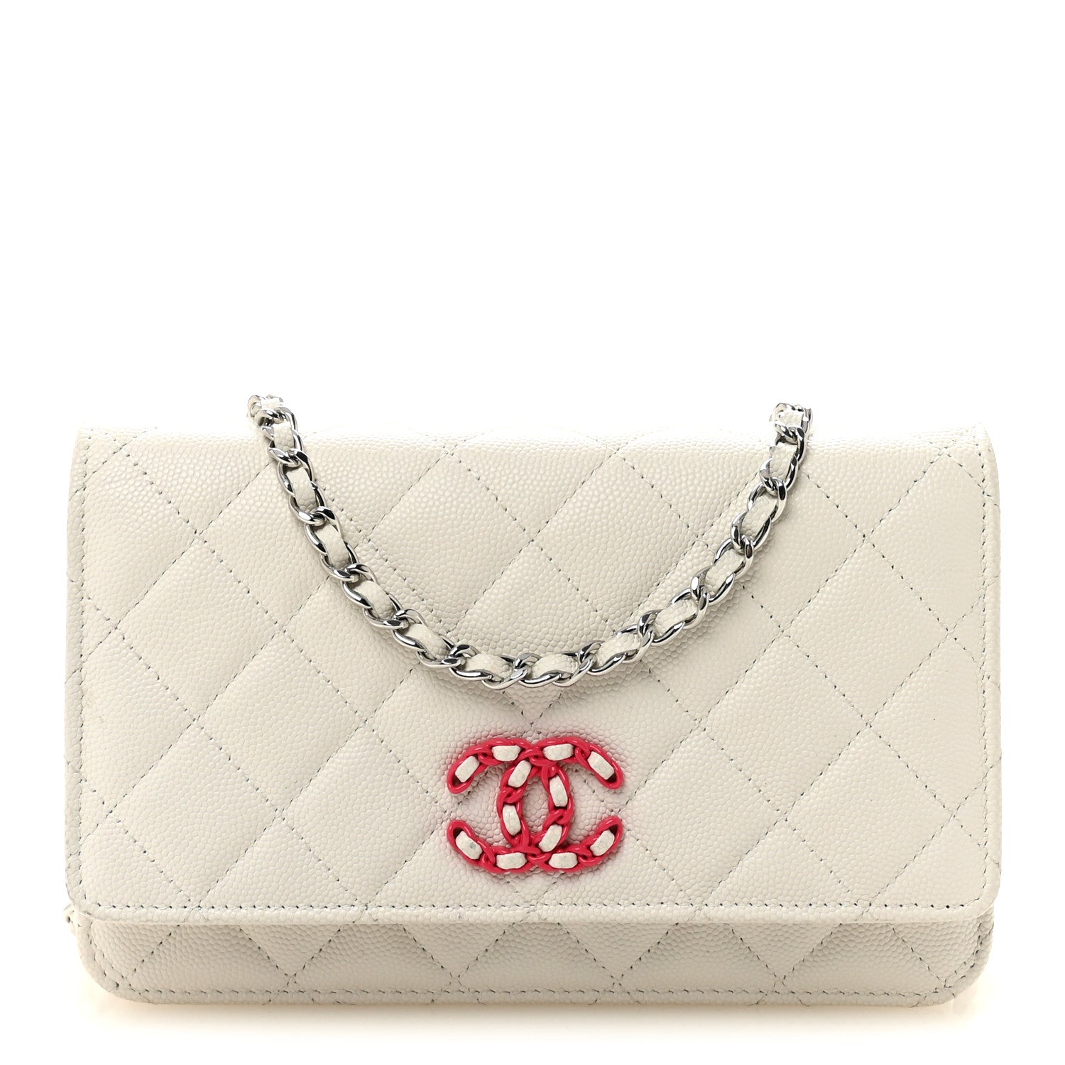 Chanel Caviar Quilted Chanel 19 Wallet On Chain WOC White Pink 1 of 11