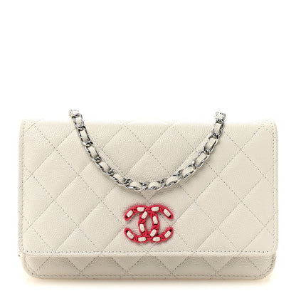 Chanel Caviar Quilted Chanel 19 Wallet On Chain WOC White Pink 1 of 11