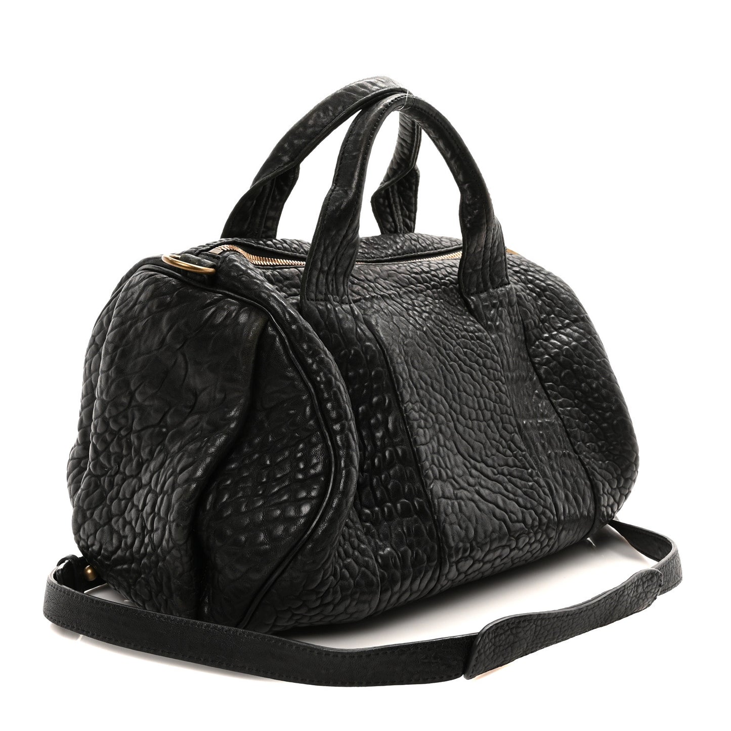 Pebbled Lambskin Rocco Black Antique Brass Hardware