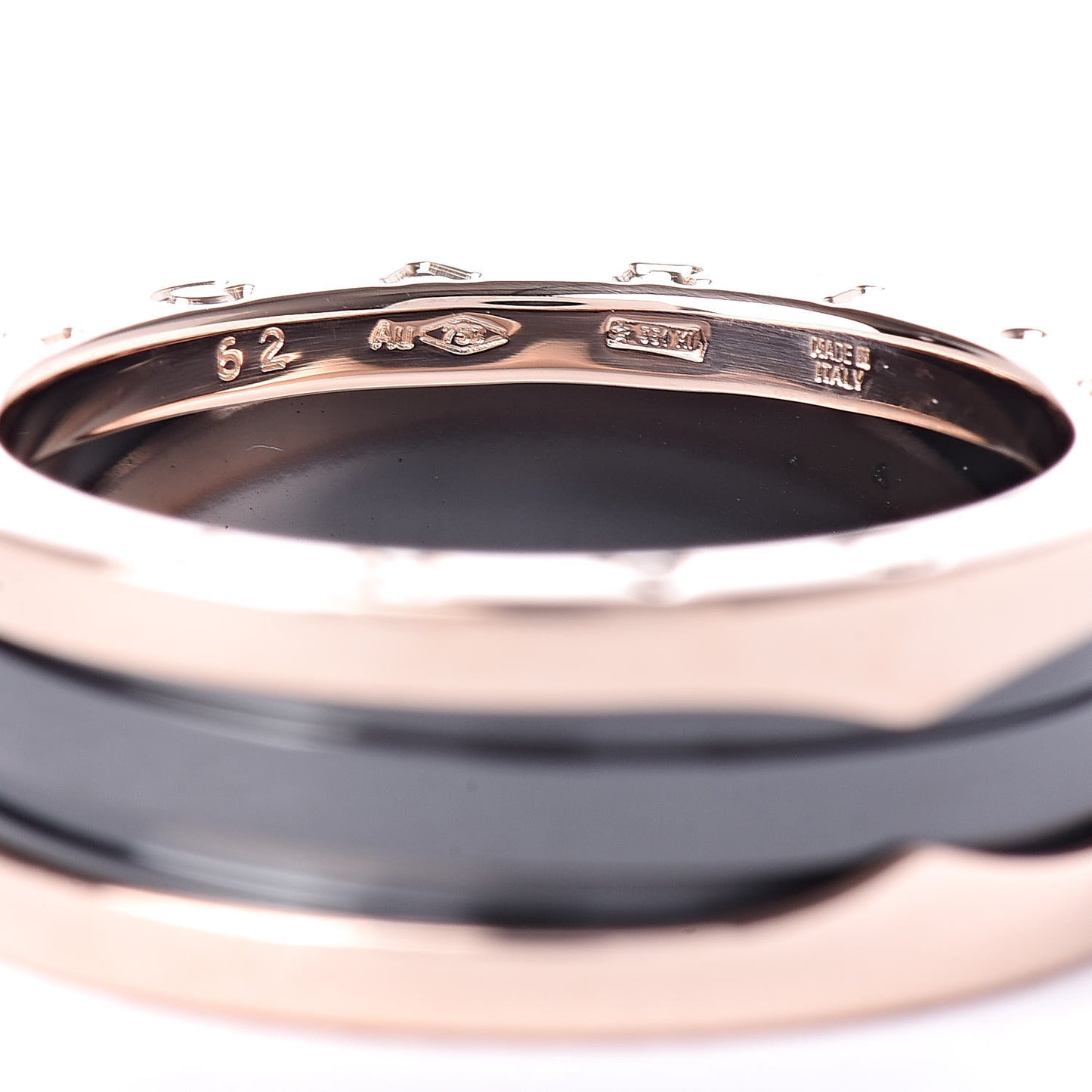 18K Rose Gold Black Ceramic B.Zero1 Two-Band Ring 62 10