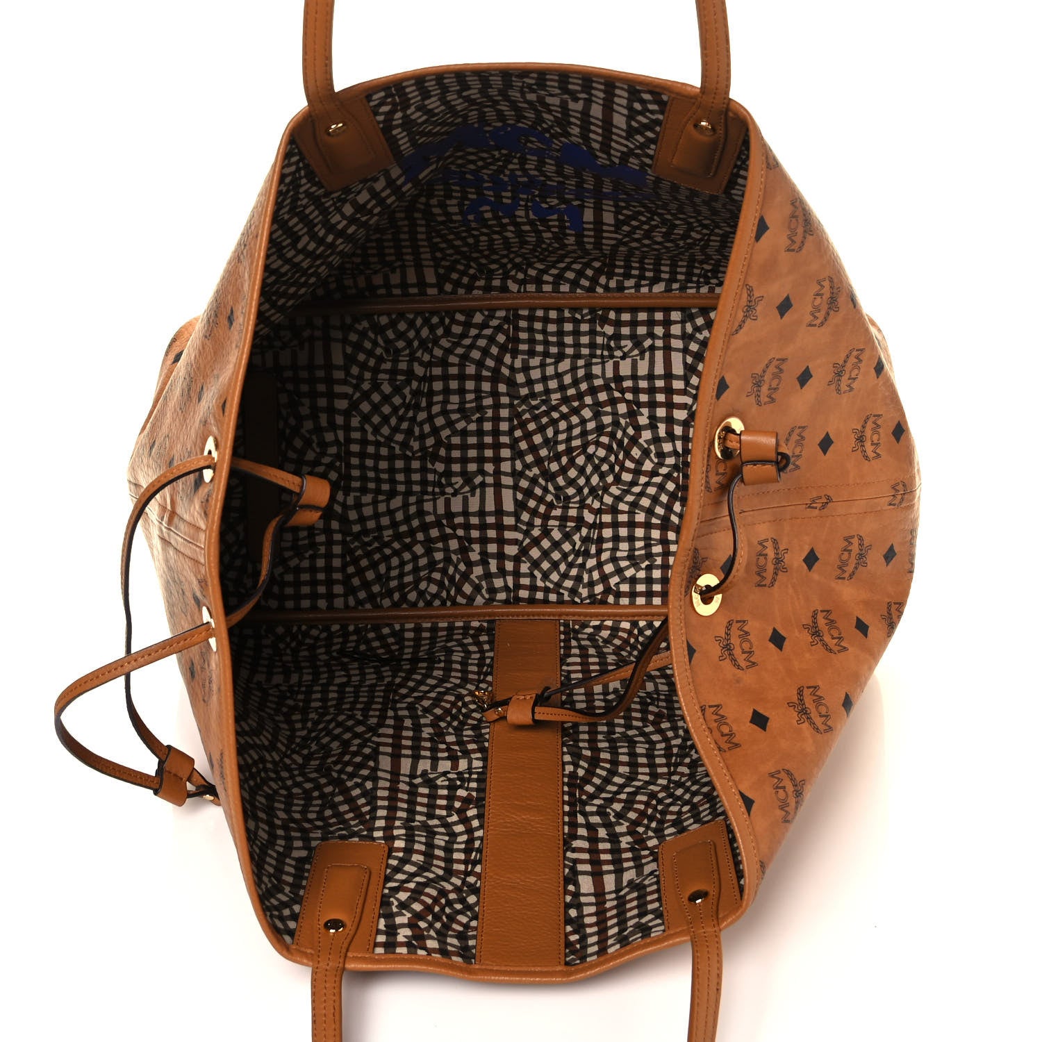 MCM Visetos Large Liz Reversible Shopper Tote Cognac 6 of 20