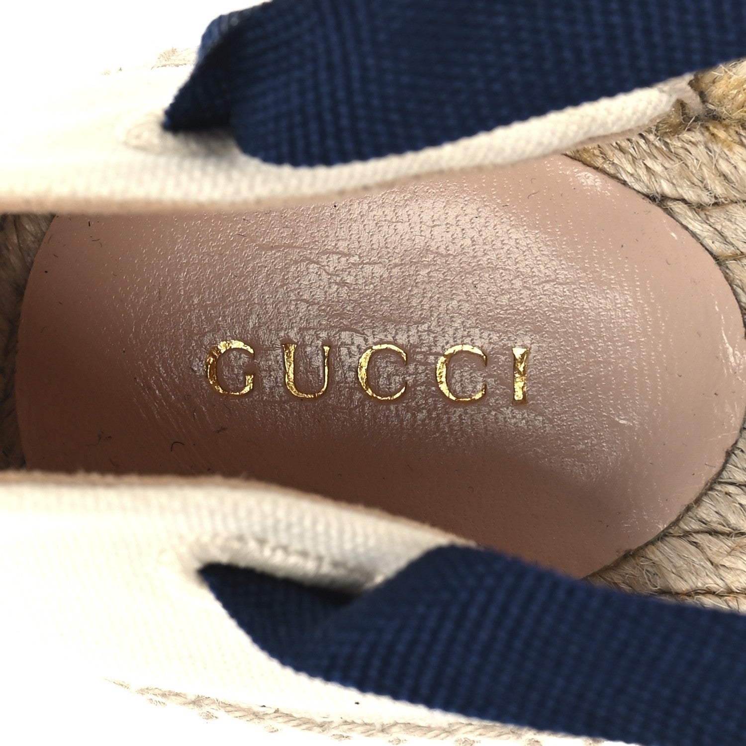 Gucci Canvas Sylvie Web Ankle Wrap Espadrille Wedge Sandals 39.5 Mystic White Hibiscus Red Maritime 9 of 9