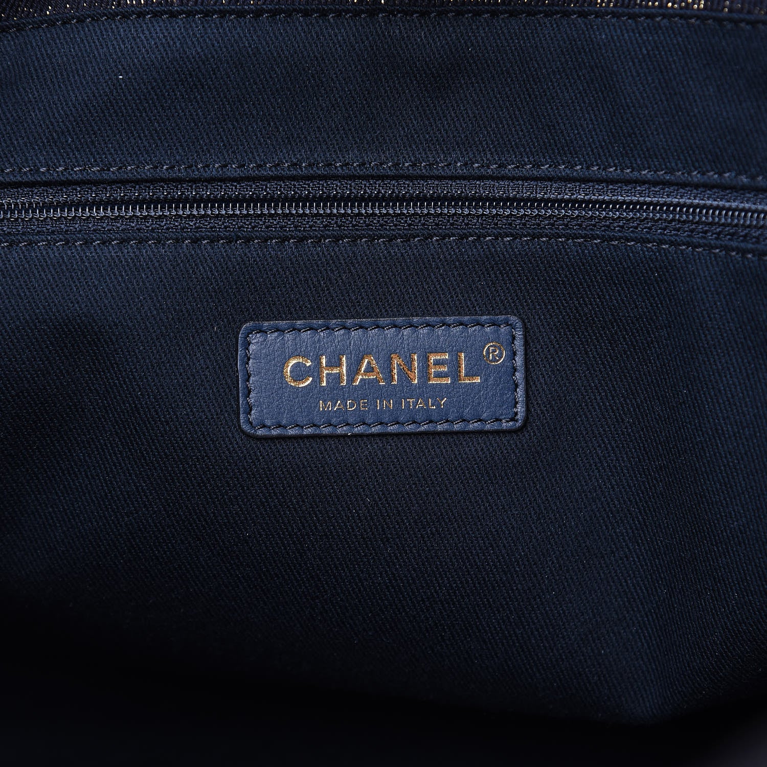 Chanel Lurex Canvas Small Deauville Tote Navy Blue Gold 6 of 10