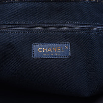 Chanel Lurex Canvas Small Deauville Tote Navy Blue Gold 6 of 10
