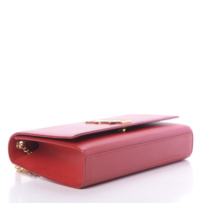 Saint Laurent Grain De Poudre Medium Monogram Kate Satchel Red 4 of 10