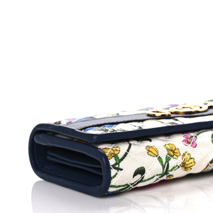 Gucci Canvas Flora Floral Trapuntata Zumi Continental Wallet Great White Multicolor Blue Agata 9 of 12