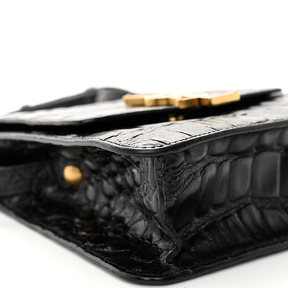 Saint Laurent Calfskin Embossed Crocodile North South Kaia Satchel Black 8 of 15