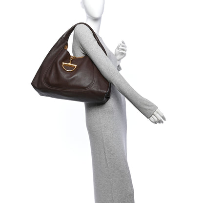 Gucci Grained Calfskin Softbit Maxi Shoulder Bag Dark Brown 2 of 10