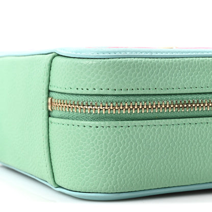 Chanel Caviar Quilted Filigree Vanity Clutch With Chain Pink Light Blue Green 10 of 10