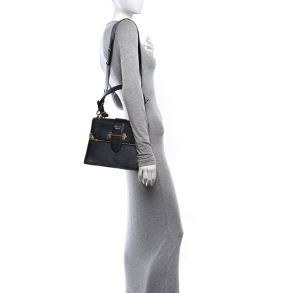 Prada City Calfskin Saffiano Cahier Top Handle Bag Black 2 of 13