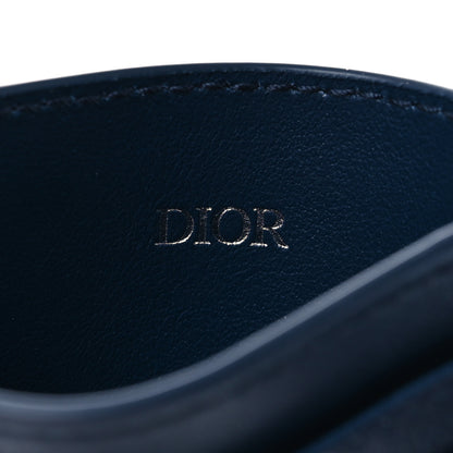 Christian Dior Calfskin Oblique Galaxy Perforated Card Holder Blue White 6 of 8