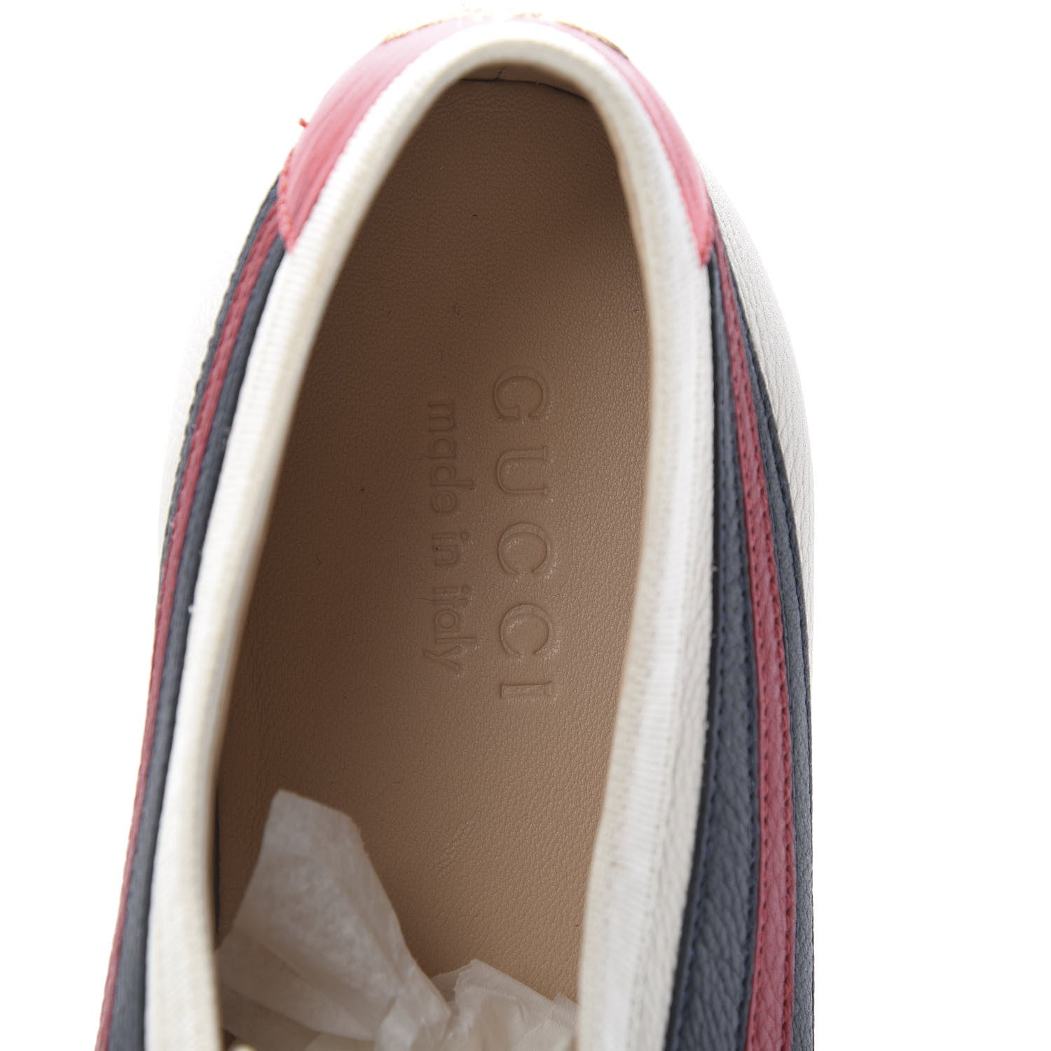 Gucci Calfskin Mens Web Falacer Sneakers 10 White Blue 8 of 9