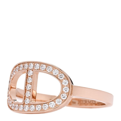 Hermes 18K Rose Gold Diamond MM Chaine d'Ancre Contour Ring 54 6.75 3 of 6