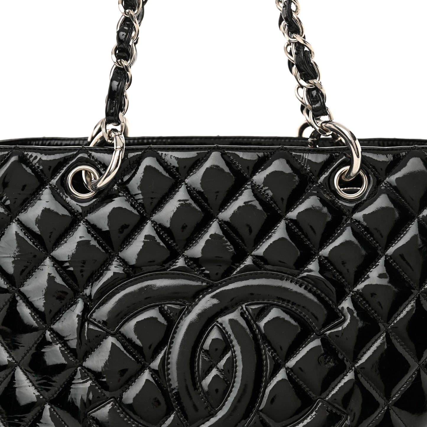 Patent Quilted Grand Shopping Tote GST Black