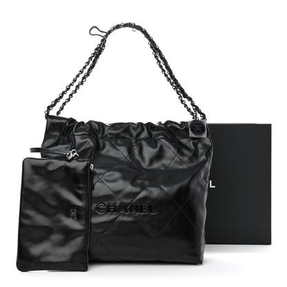 Chanel Shiny Calfskin Quilted Small Chanel 22 So Black 14 of 14