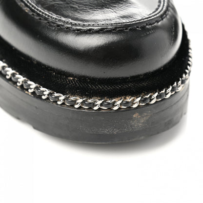 Chanel Crinkled Calfskin Velvet CC Chain Mocassin Loafers 38.5 Black 9 of 10