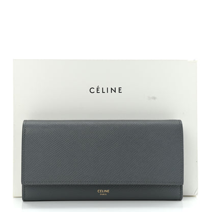 Celine Grained Calfskin Large Flap Wallet Medium Grey 9 of 9