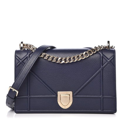 Christian Dior Grained Calfskin Medium Diorama Flap Bag Blue 1 of 11