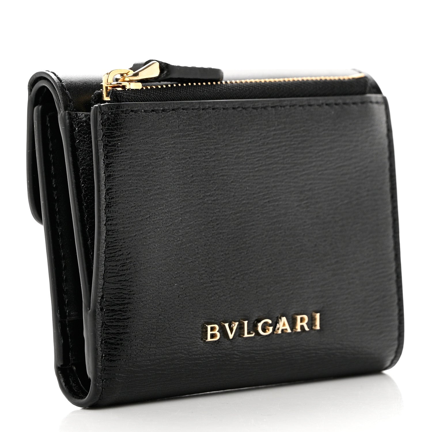 Bulgari Calfskin Goatskin Serpenti Forever Wallet Black 3 of 6