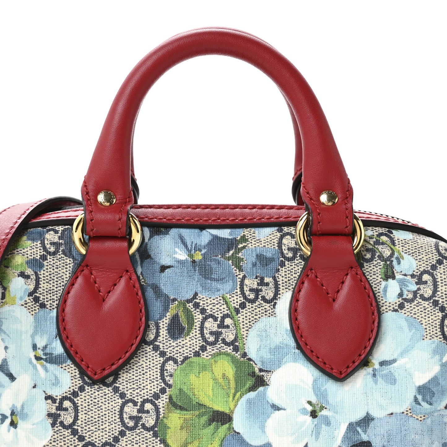 GG Supreme Monogram Blooms Mini Boston Navy Blue Hibiscus