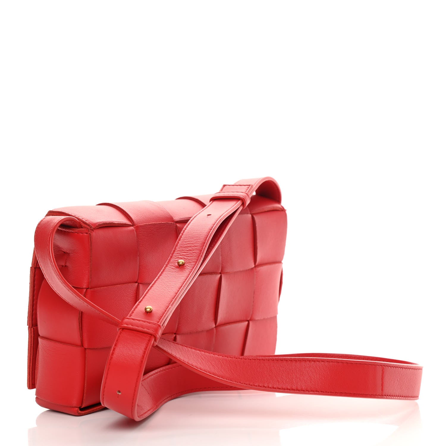 Bottega Veneta Lambskin Maxi Intrecciato Cassette Crossbody Bag Bright Red 3 of 11
