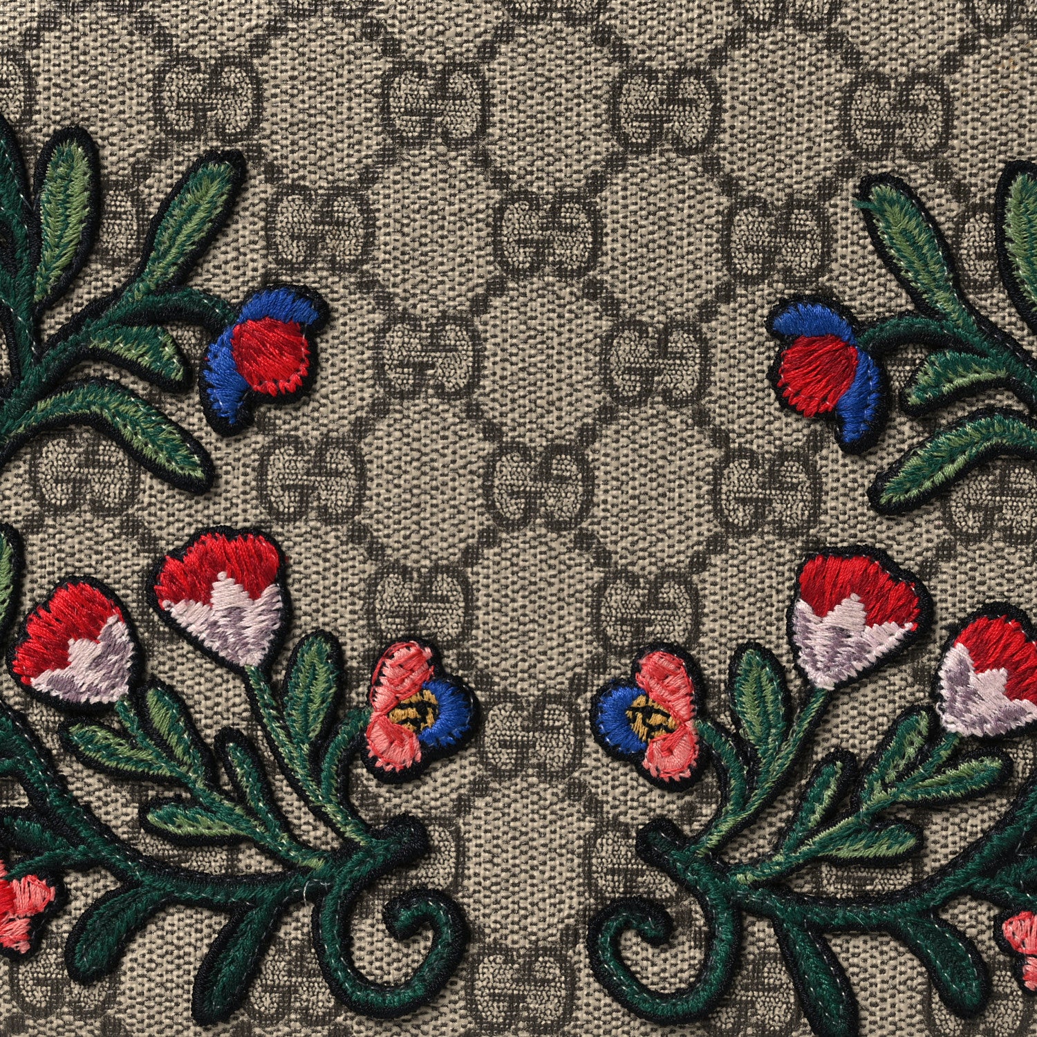 Gucci GG Supreme Monogram Floral Embroidered Mini Chain Shoulder Bag Beige Ebony Tuscany 8 of 15