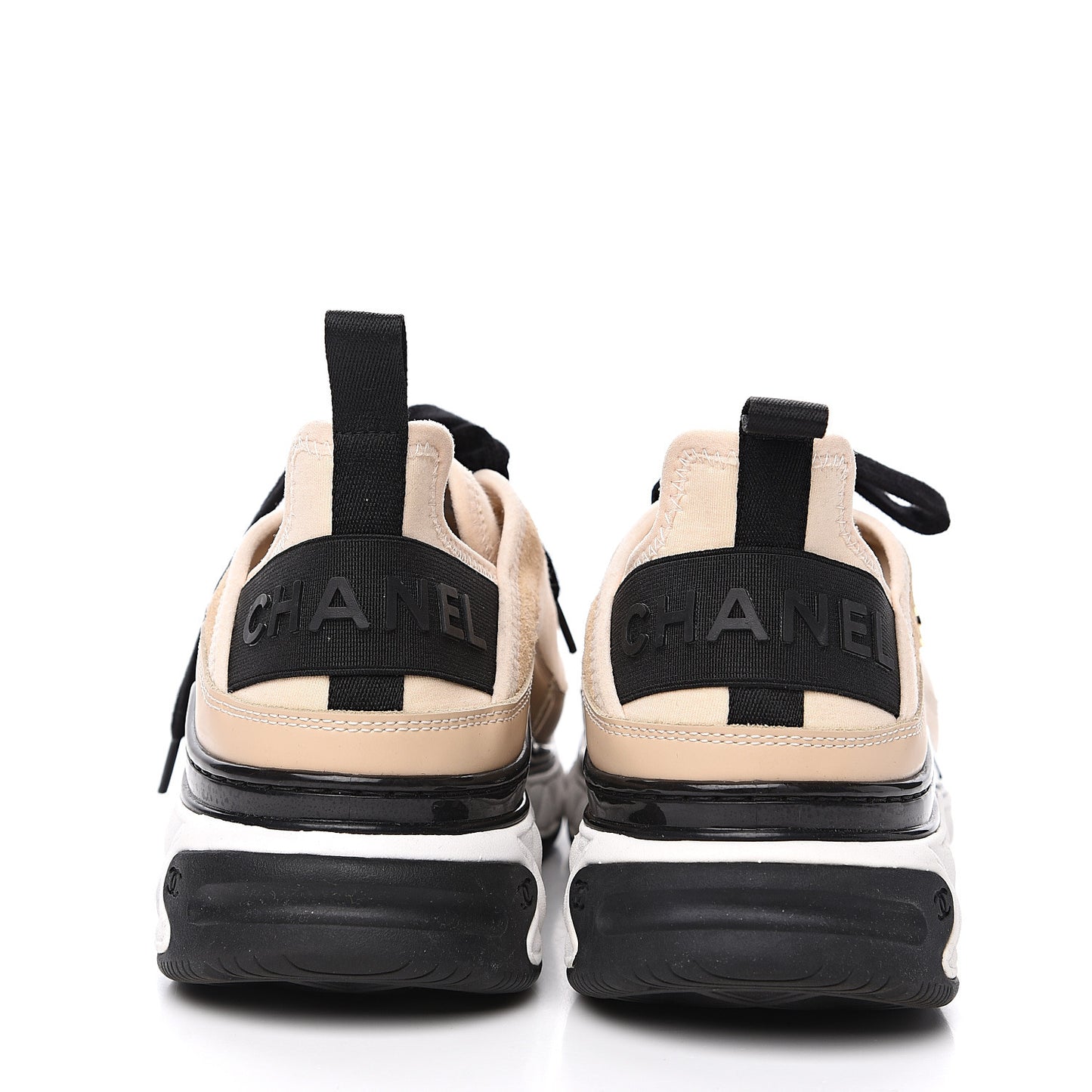 Fabric Calfskin Suede CC Sneakers 37 Beige