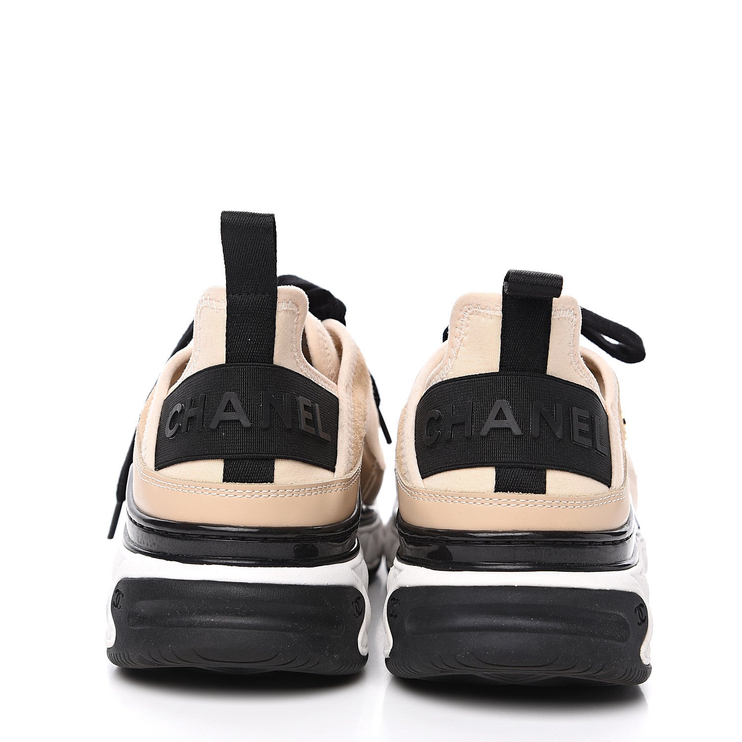 Chanel Fabric Calfskin Suede CC Sneakers 37 Beige 5 of 8